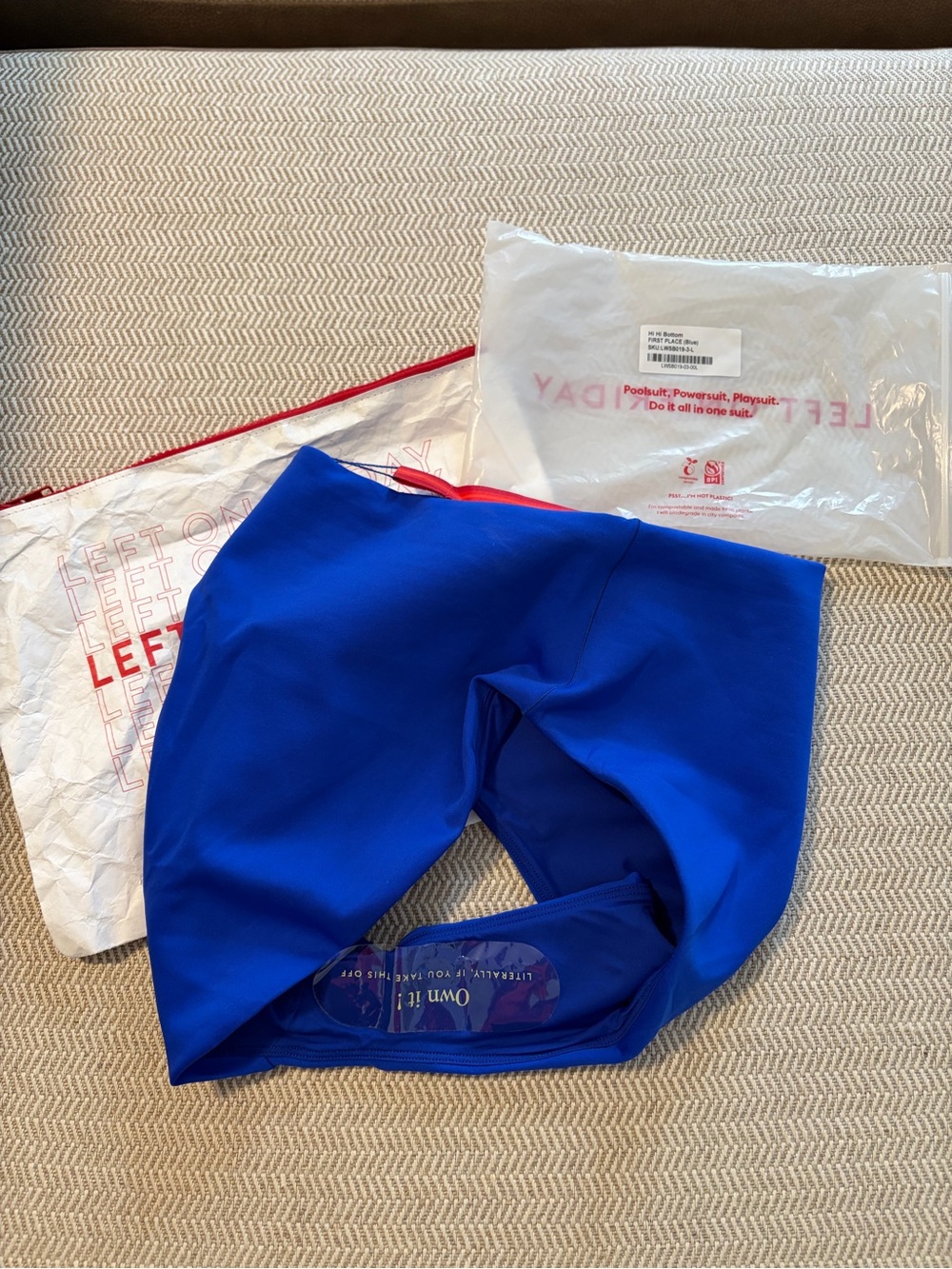 Left On Friday Vivid Blue Scoop Bikini Top & High-Cut Bottoms - Picture 12 of 12